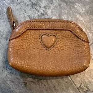 Super cute Brighton light brown leather coin purse with heart